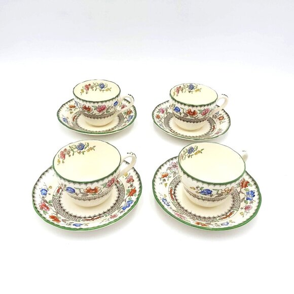 Set of 4 Spode Copeland "Chinese Rose" Teacups & Saucers Vtg England - Picture 3 of 16